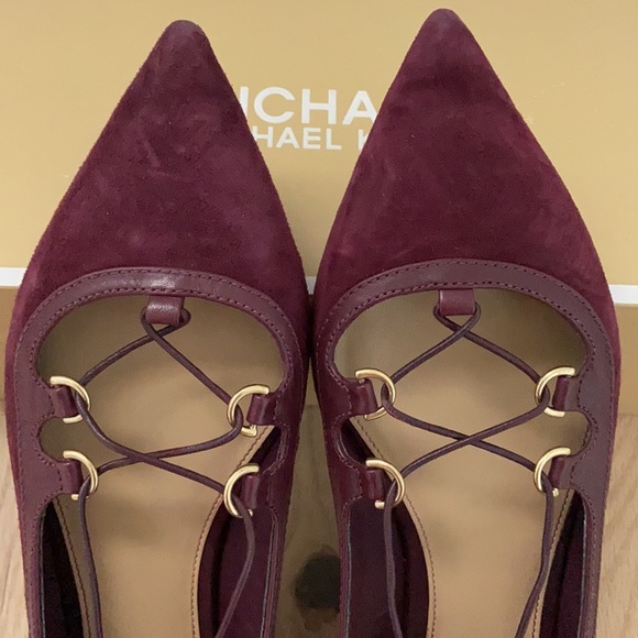 Michael Kors Tabby Flat Suede Plum Shoes - Size 7.5 (38) NWT - Picture 1 of 8